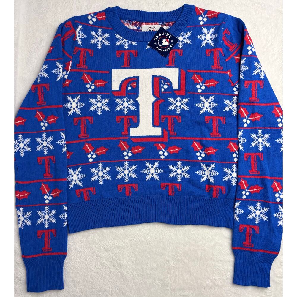 Forever Collectibles MLB Women’s Medium Texas Rangers Christmas Sweater NWTs